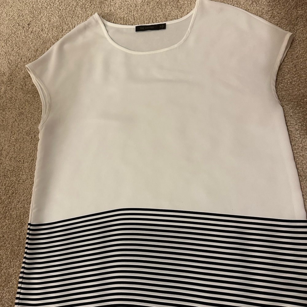 The Limited White and Black Striped Blouse